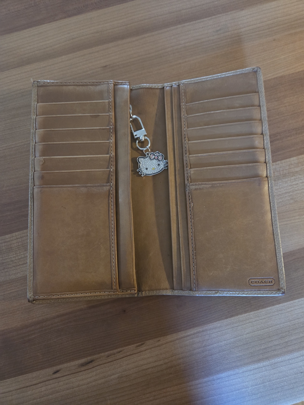 Vintage Coach Tan Leather Op Art Wallet.
